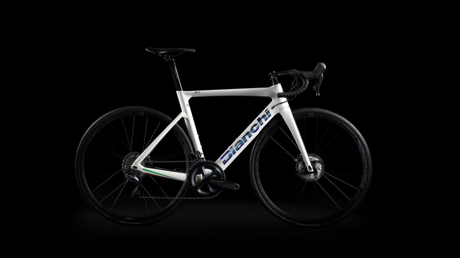 bicicletta bianchi telaio colore bianco e blu